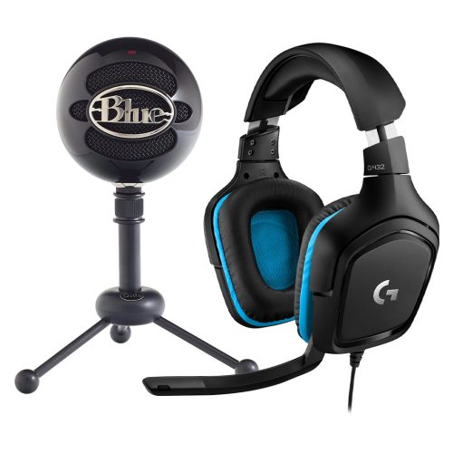 Blue Snowball Gloss Black + Logitech G432 7.1 Surround Sound