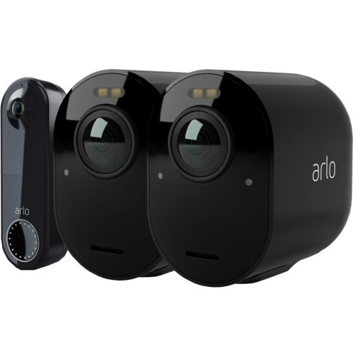 Arlo Ultra 2 Beveiligingscamera 4K Zwart 2-Pack + Arlo Wire Free Video Doorbell