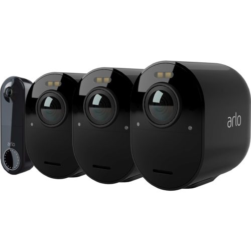 Arlo Ultra 2 Beveiligingscamera 4K Zwart 3-Pack + Arlo Wire Free Video Doorbell Zwart