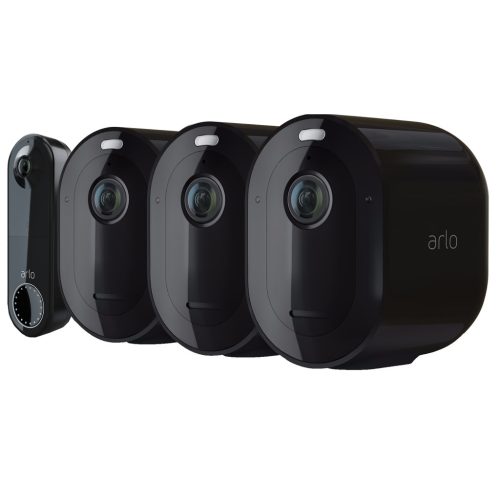 Arlo Pro 4 Beveiligingscamera Zwart 3-pack + Arlo Wire Free Video Doorbell Zwart