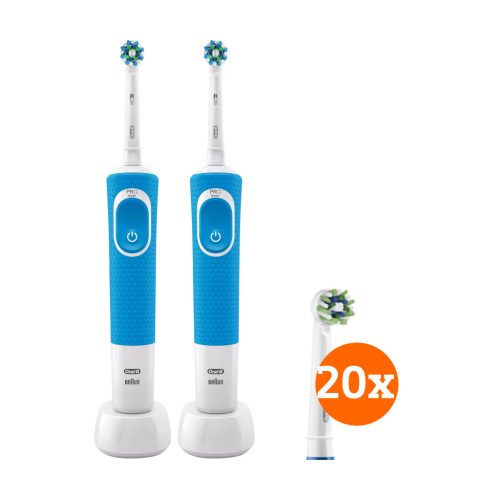 Oral-B Vitality 100 Blauw Duopack + CrossAction opzetborstels (20 stuks)