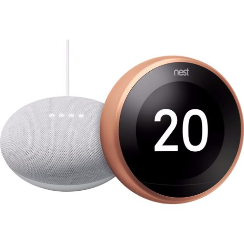 Nest Learning Thermostat V3 Premium Koper + Google Nest Mini Wit