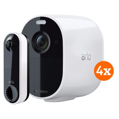 Arlo Essential Beveiligingscamera Wit 4-pack + Arlo Wire Free Video Doorbell Wit